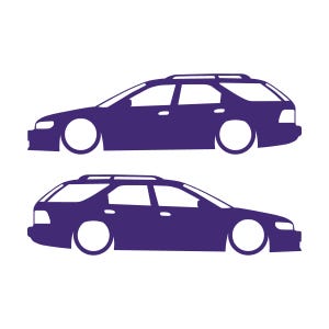 Set med 2 sänkta silhuettdekaler för Honda Accord 5:e generationen 1993-97 kombi Lila