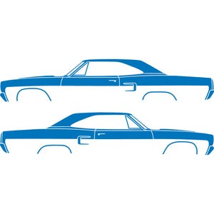 Set Of 2 Car Silhouette Decal Stickers For Classic Muscle For Plymouth Satellite 1973-74 Sky Blue