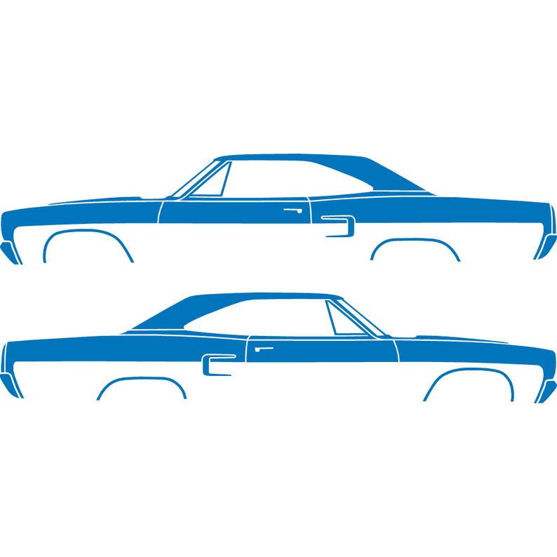 Set Of 2 Car Silhouette Decal Stickers For Classic Muscle For Plymouth Satellite 1973-74 Sky Blue