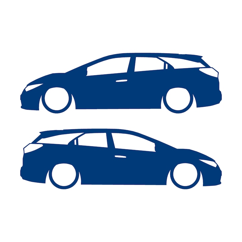 Set Of 2 Lowered Car Silhouette Decal Stickers For Honda Civic 9th Gen Tourer Blue