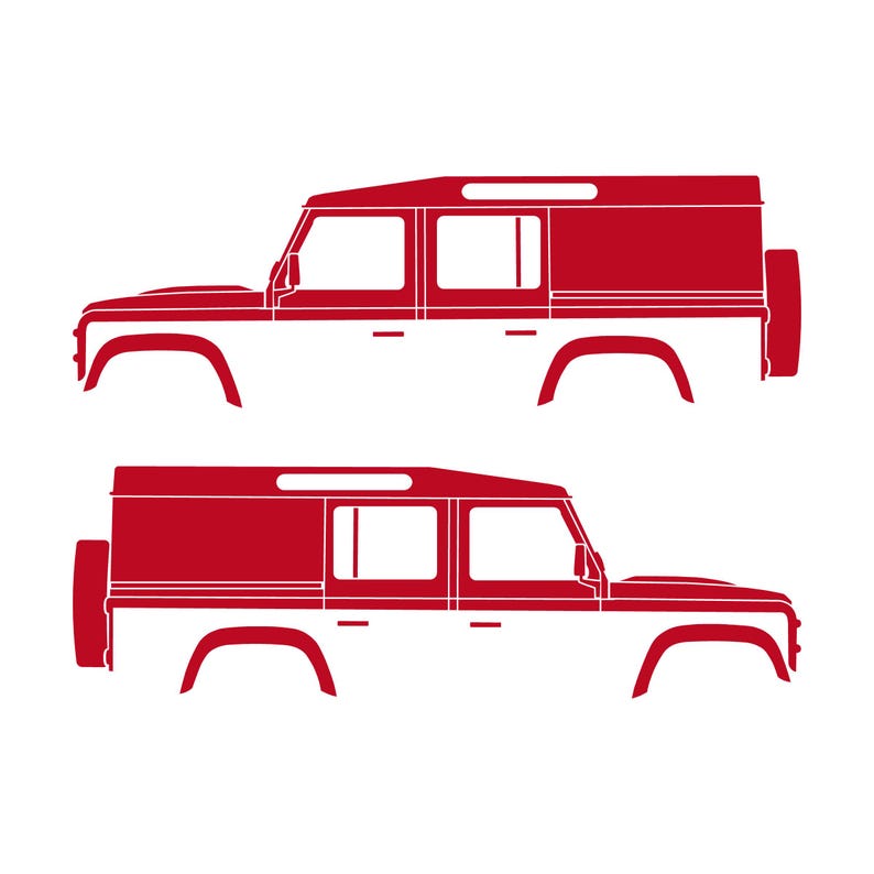 Lot de 2 autocollants silhouette de voiture pour Land Rover Defender 110 Utility Classic Rouge