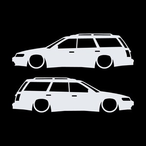 Set mit 2 Aufklebern für tiefergelegte Fahrzeuge für Subaru Legacy 1st Gen Wagon Weiß