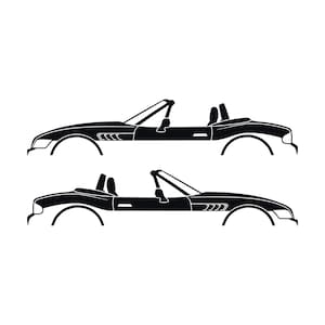 Set Of 2 Car Silhouette Decal Stickers For BMW Z3 Roadster Black
