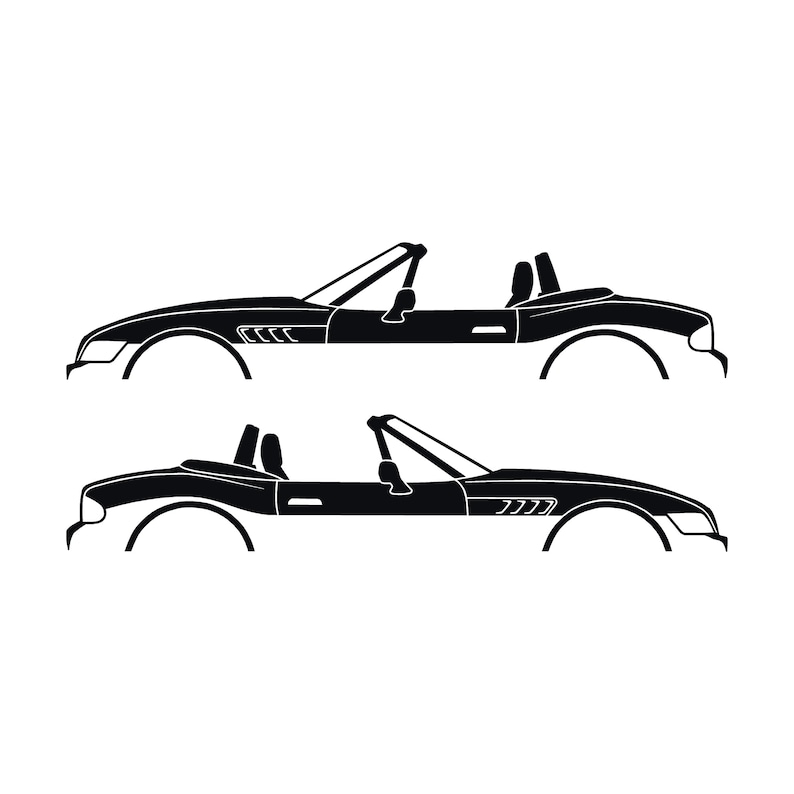 Set Of 2 Car Silhouette Decal Stickers For BMW Z3 Roadster Black