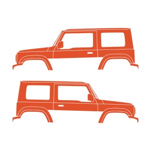 Set Of 2 Car Silhouette Decal Stickers For Suzuki Jimny 4th Gen 2018- Orange
