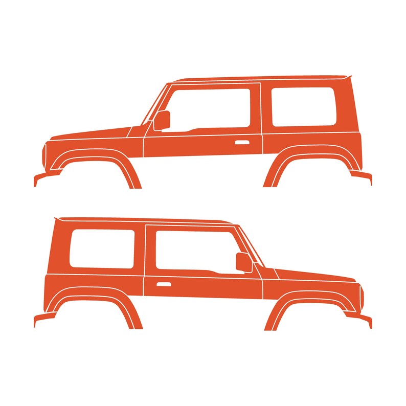 Set Of 2 Car Silhouette Decal Stickers For Suzuki Jimny 4th Gen 2018- Orange