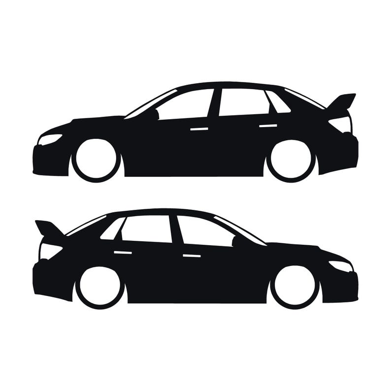 Set mit 2 Auto-Silhouette-Aufklebern für Subaru WRX STI VA 2014 Limousine Schwarz