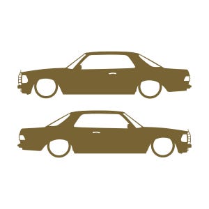 Set van 2 verlaagde auto silhouet stickers voor Mercedes C123 Coupé Goud