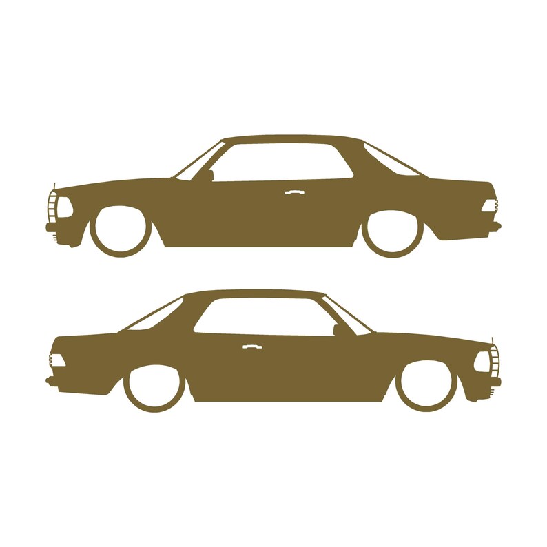 Set van 2 verlaagde auto silhouet stickers voor Mercedes C123 Coupé Goud