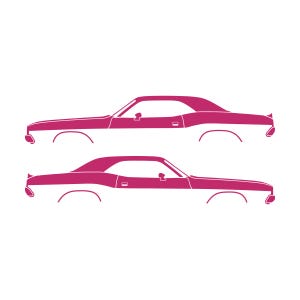 Set Of 2 Car Silhouette Decal Stickers For Dodge Challenger Classic Hardtop 1st Gen 1970-74 Coupe Pink