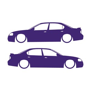 Juego de 2 pegatinas decorativas con silueta de coche rebajado para Nissan Maxima de 5ª generación. Morado