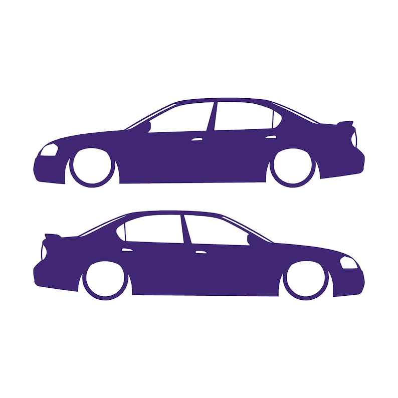 Juego de 2 pegatinas decorativas con silueta de coche rebajado para Nissan Maxima de 5ª generación. Morado