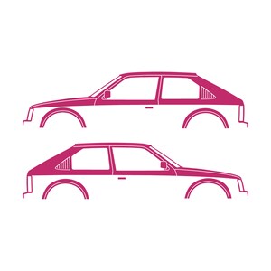 Set Of 2 Car Silhouette Decal Stickers For Opel Kadett D GTE 3-Door Hatchback Pink