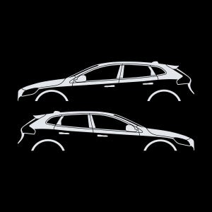 Set Of 2 Car Silhouette Decal Stickers For Volvo V40 2012-19 White