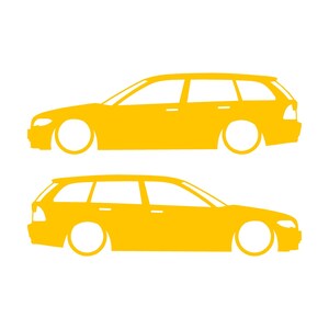 Set Of 2 Lowered Car Silhouette Decal Stickers For BMW E46 3-series Facelift Touring Yellow