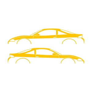 Set Of 2 Car Silhouette Decal Stickers For Mitsubishi Eclipse 2nd Gen 2Gb 1997-99 GS-T GSX Yellow