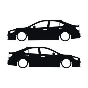 Juego de 2 pegatinas con silueta de coche rebajado para Subaru WRX VB 2022 Negro