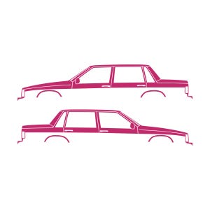 Set Of 2 Car Silhouette Decal Stickers For Volvo 744 Sedan Pink