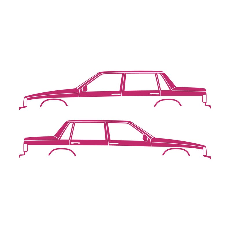 Set Of 2 Car Silhouette Decal Stickers For Volvo 744 Sedan Pink