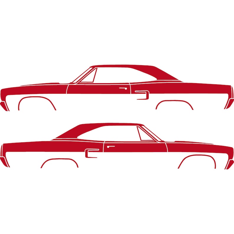 Set Of 2 Car Silhouette Decal Stickers For Classic Muscle For Plymouth Satellite 1973-74 Red