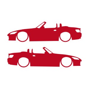Set Of 2 Lowered Car Silhouette Decal Stickers For Honda S2000 Red