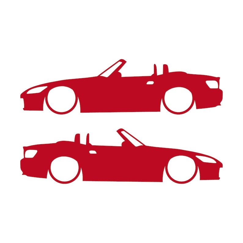 Set Of 2 Lowered Car Silhouette Decal Stickers For Honda S2000 Red