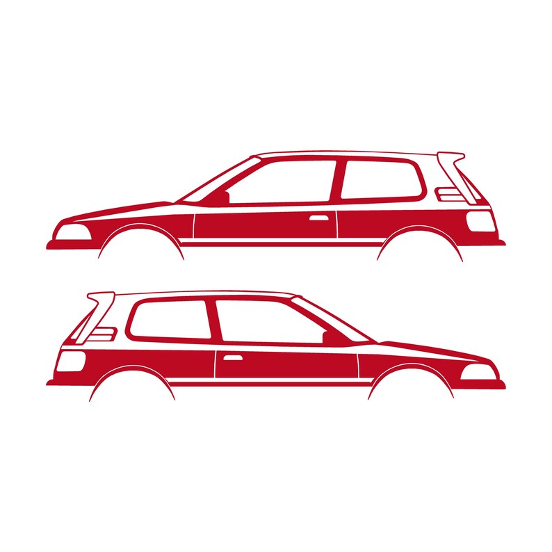 Set Of 2 Car Silhouette Decal Stickers For Toyota Corolla AE92 Hatch GTI FX16 Hatchback Red