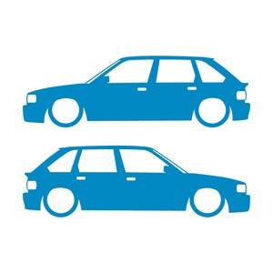 Set Of 2 Lowered Car Silhouette Decal Stickers For MG Maestro Turbo Light Blue