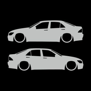 Set Of 2 Lowered Car Silhouette Decal Stickers For Toyota Altezza Light Grey
