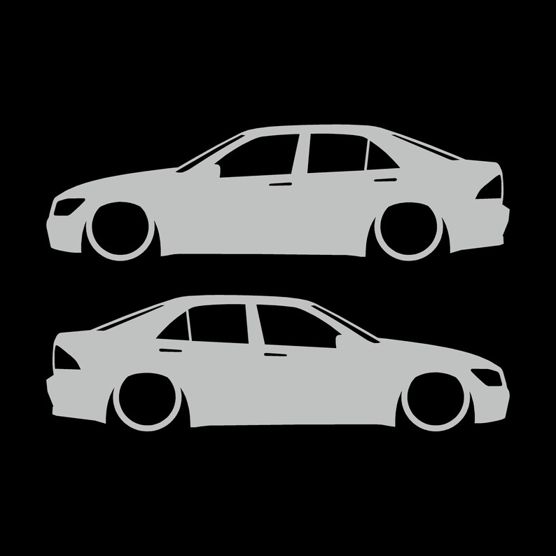 Set Of 2 Lowered Car Silhouette Decal Stickers For Toyota Altezza Light Grey