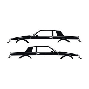 Set Of 2 Lowered Car Silhouette Decal Stickers For Buick Grand National Black