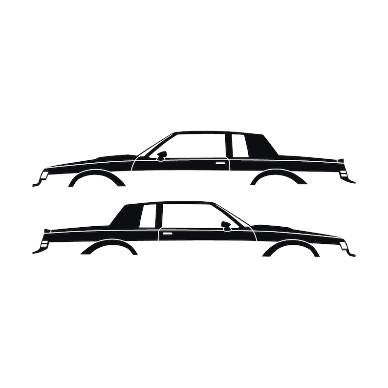 Set Of 2 Lowered Car Silhouette Decal Stickers For Buick Grand National Black
