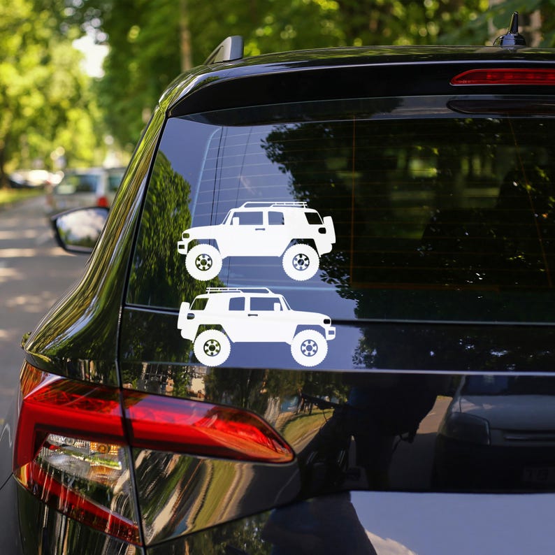 Set Of 2 Lifted Car Silhouette Decal Stickers For Toyota FJ Cruiser image 2
