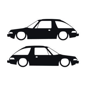 Juego de 2 pegatinas decorativas con silueta de coche rebajado para AMC Pacer Classic Negro