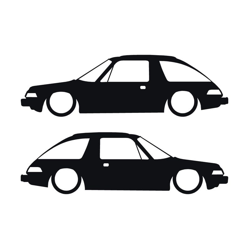 Juego de 2 pegatinas decorativas con silueta de coche rebajado para AMC Pacer Classic Negro