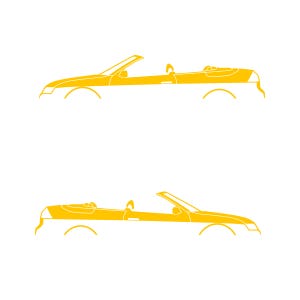 Set Of 2 Car Silhouette Decal Stickers For Saab 9-3 Early Spec 2nd Gen Convertible Yellow