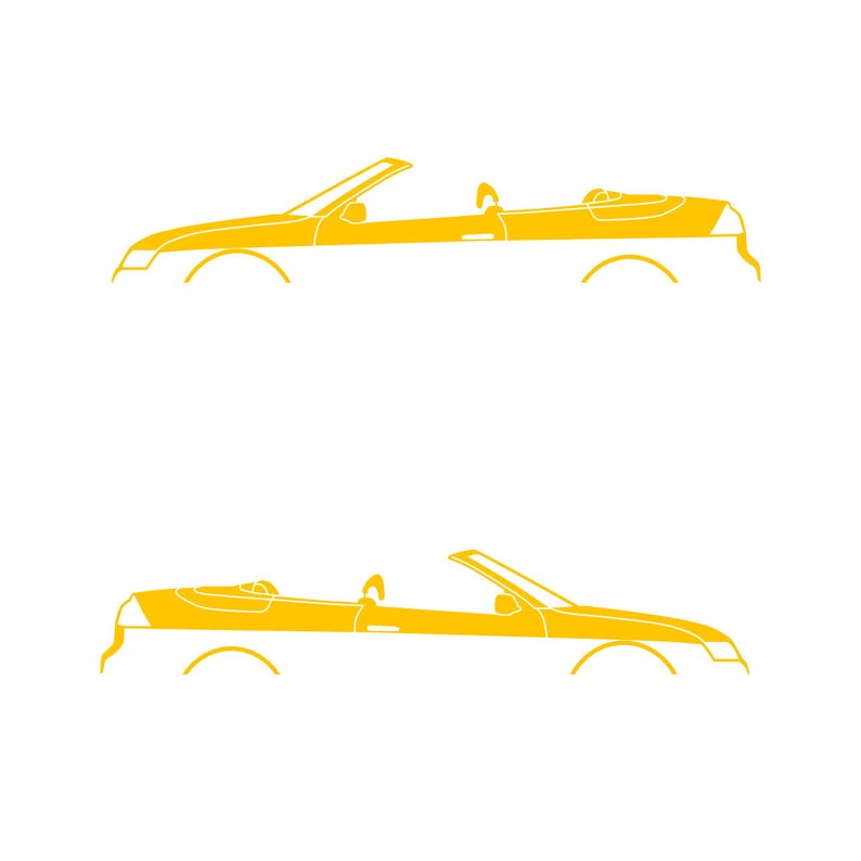 Set Of 2 Car Silhouette Decal Stickers For Saab 9-3 Early Spec 2nd Gen Convertible Yellow