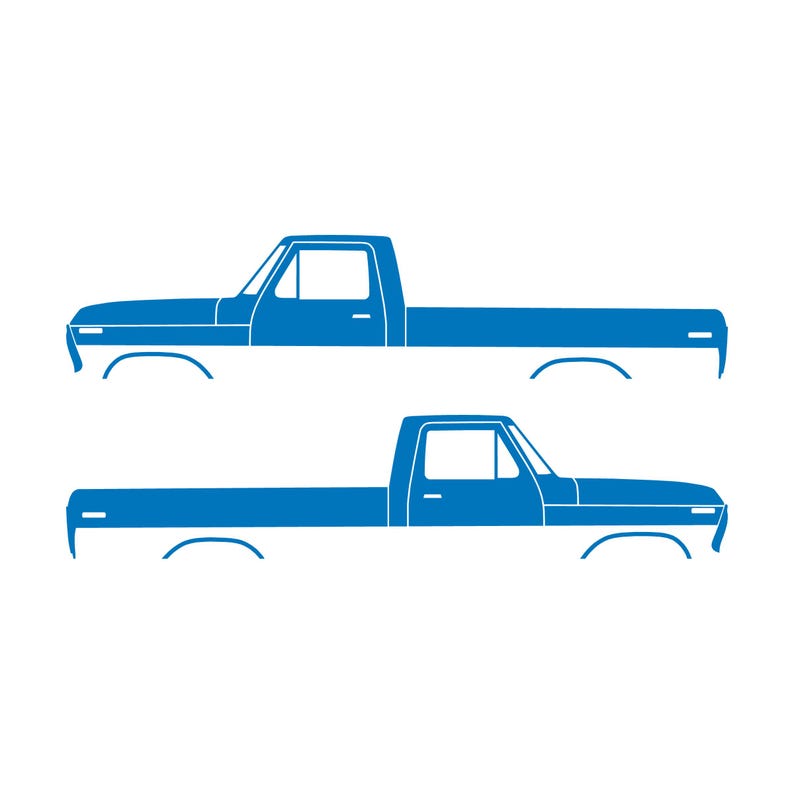 Set Of 2 Lifted Truck Silhouette Decal Stickers For Ford F100 1973-79 6th Gen Pickup Sky Blue