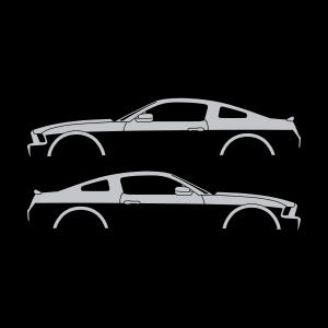 Juego de 2 pegatinas con silueta de coche para Ford Mustang GT de 5ª generación 2010-14 S197 II Plata