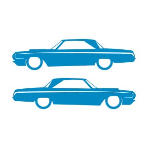 Set Of 2 Car Silhouette Decal Stickers For 1964 Dodge Polara Max Wedge 2-door Hardtop Coupe Light Blue