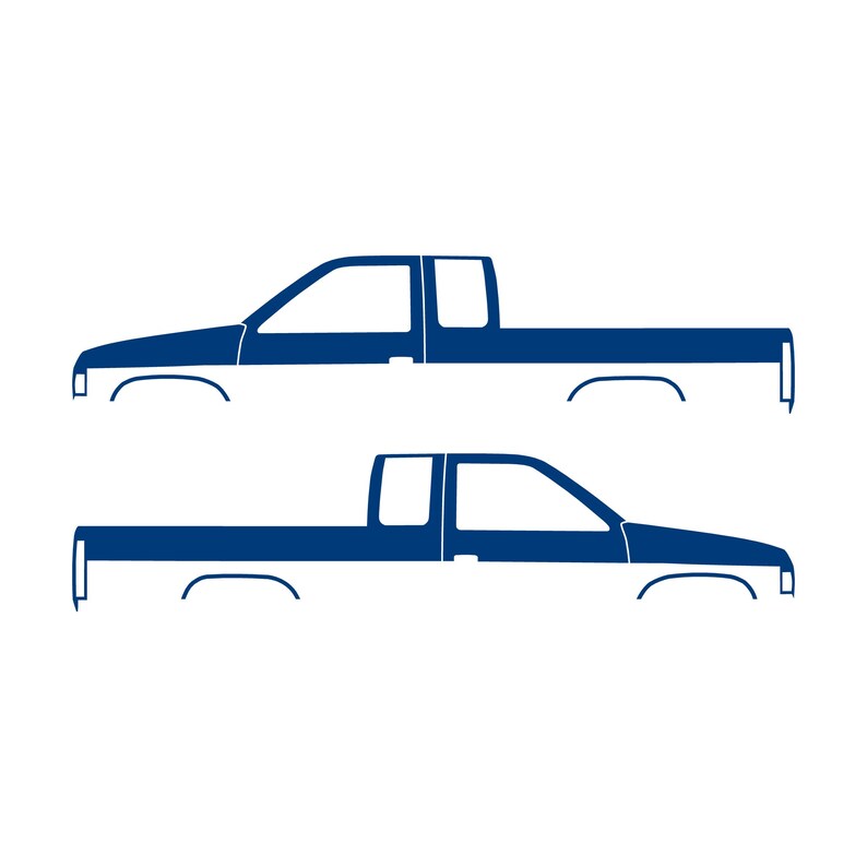 Set Of 2 Truck Silhouette Decal Stickers For Nissan D21 Hardbody King Cab Pickup Blue