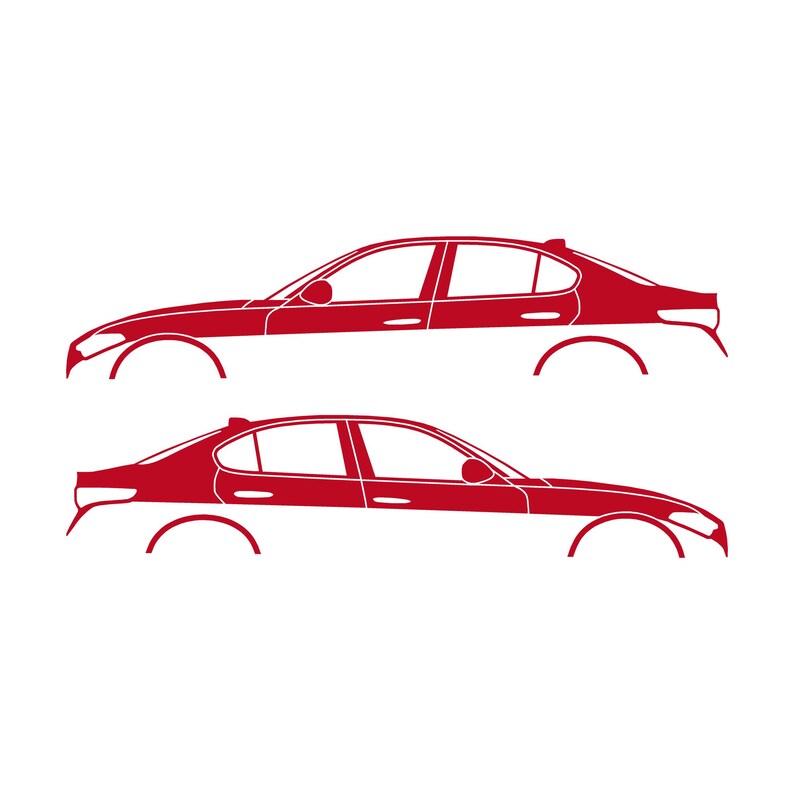 Set Of 2 Lowered Car Silhouette Decal Stickers For Alfa Romeo Giulia 952 2016 Red