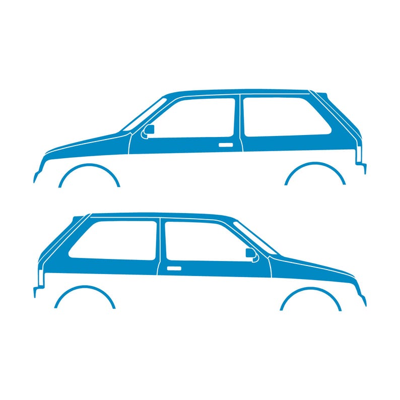 Set Of 2 Car Silhouette Decal Stickers For MG Metro Light Blue