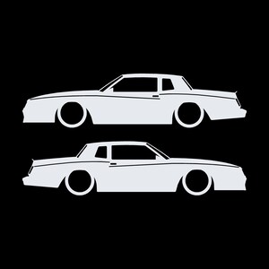 Set Of 2 Car Silhouette Decal Stickers For Chevrolet Monte Carlo SS 4th Gen Outline Coupe White