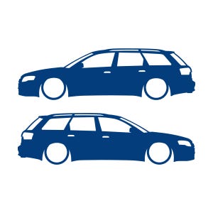 Conjunto de 2 adesivos com silhueta de carro rebaixado para Audi A4 S4 B7 Avant Azul