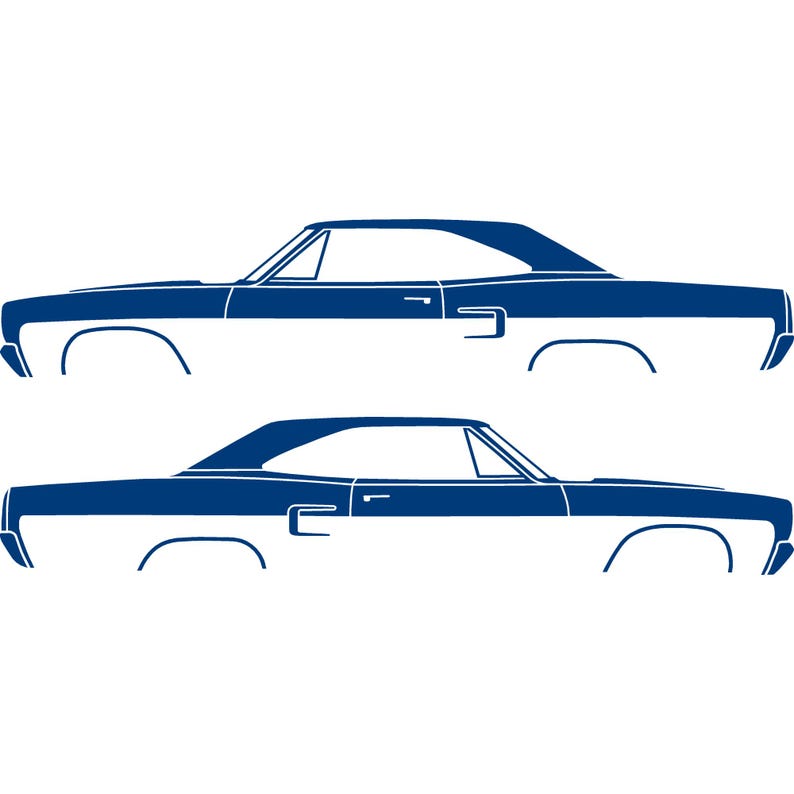 Set Of 2 Car Silhouette Decal Stickers For Classic Muscle For Plymouth Satellite 1973-74 Blue
