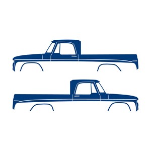 Set Of 2 Car Silhouette Decal Stickers For Dodge D100 1st Gen Short Bed Sweptline Blue
