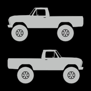 Set Of 2 Car Silhouette Decal Stickers For Ford F100 6th Gen Long Bed Light Grey