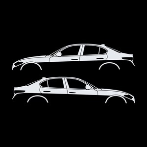 Set Of 2 Lowered Car Silhouette Decal Stickers For Alfa Romeo Giulia 952 2016 White