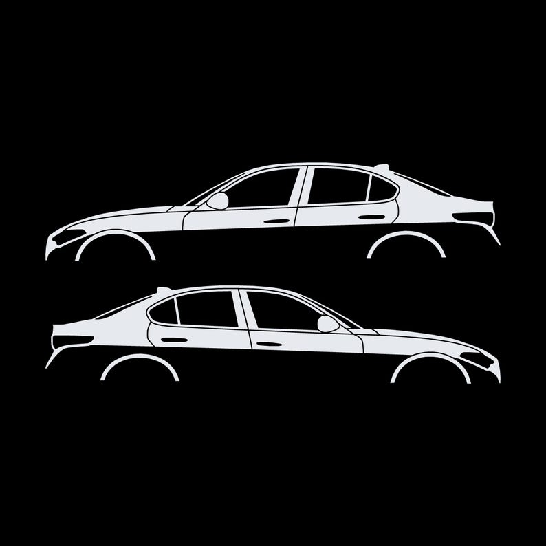 Set Of 2 Lowered Car Silhouette Decal Stickers For Alfa Romeo Giulia 952 2016 White